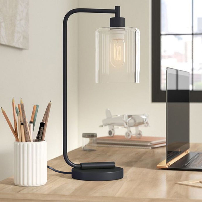 LumaVell Modern Cylinder Table Lamp With Metal Base