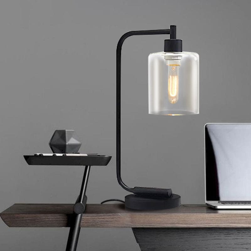 LumaVell Modern Cylinder Table Lamp With Metal Base