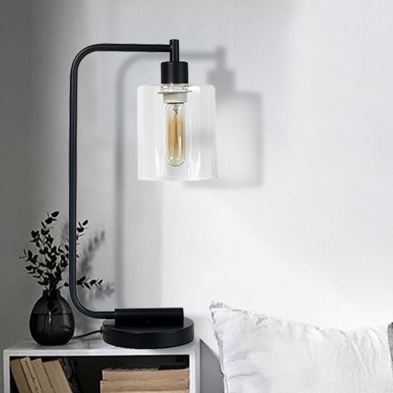 LumaVell Modern Cylinder Table Lamp With Metal Base