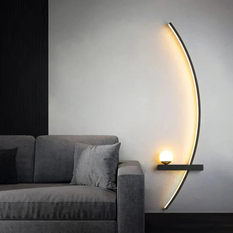 AstraGlow | Minimalist LED Wall Lamp in Matte Black & Gold