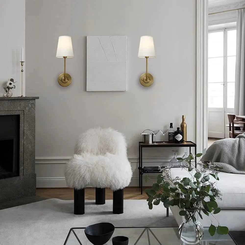 Vellora | Woven Metal Wall Lamp With Soft Fabric Shade