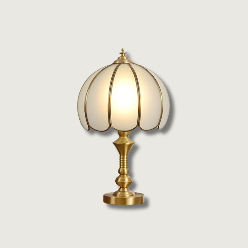 Alvora Classic Brass and Glass Table Lamp, White Finish
