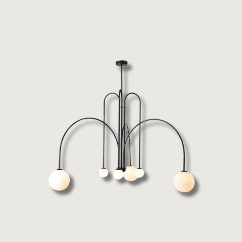LumaCrest Modern Curved Chandelier Light With Iron Frame