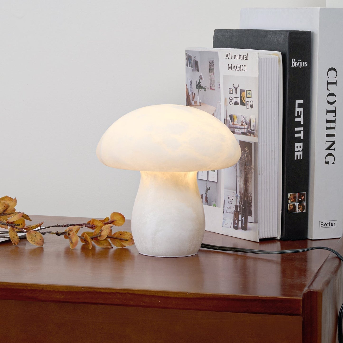 AuroraMoss Mushroom Alabaster Table Lamp With Warm Glow