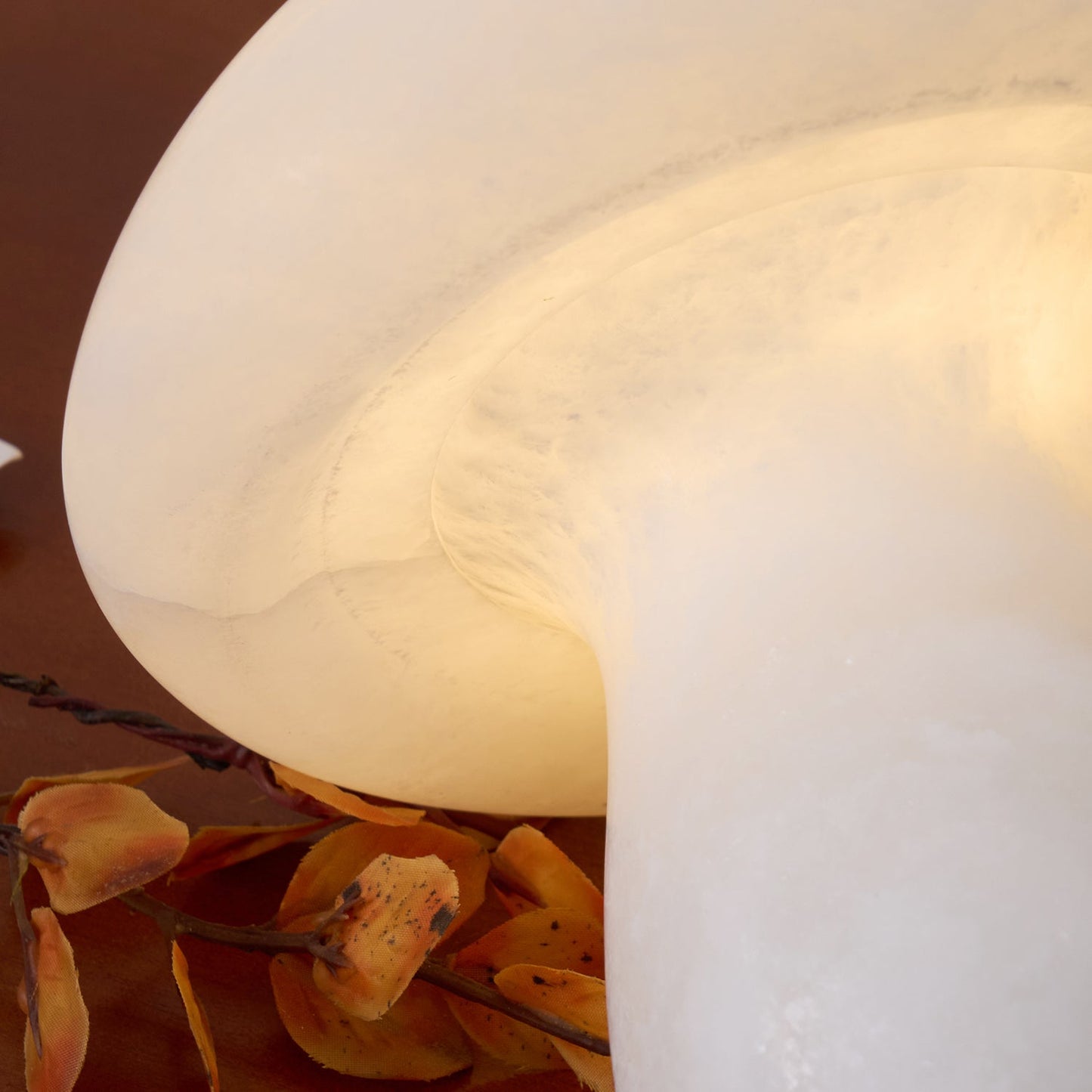 AuroraMoss Mushroom Alabaster Table Lamp With Warm Glow