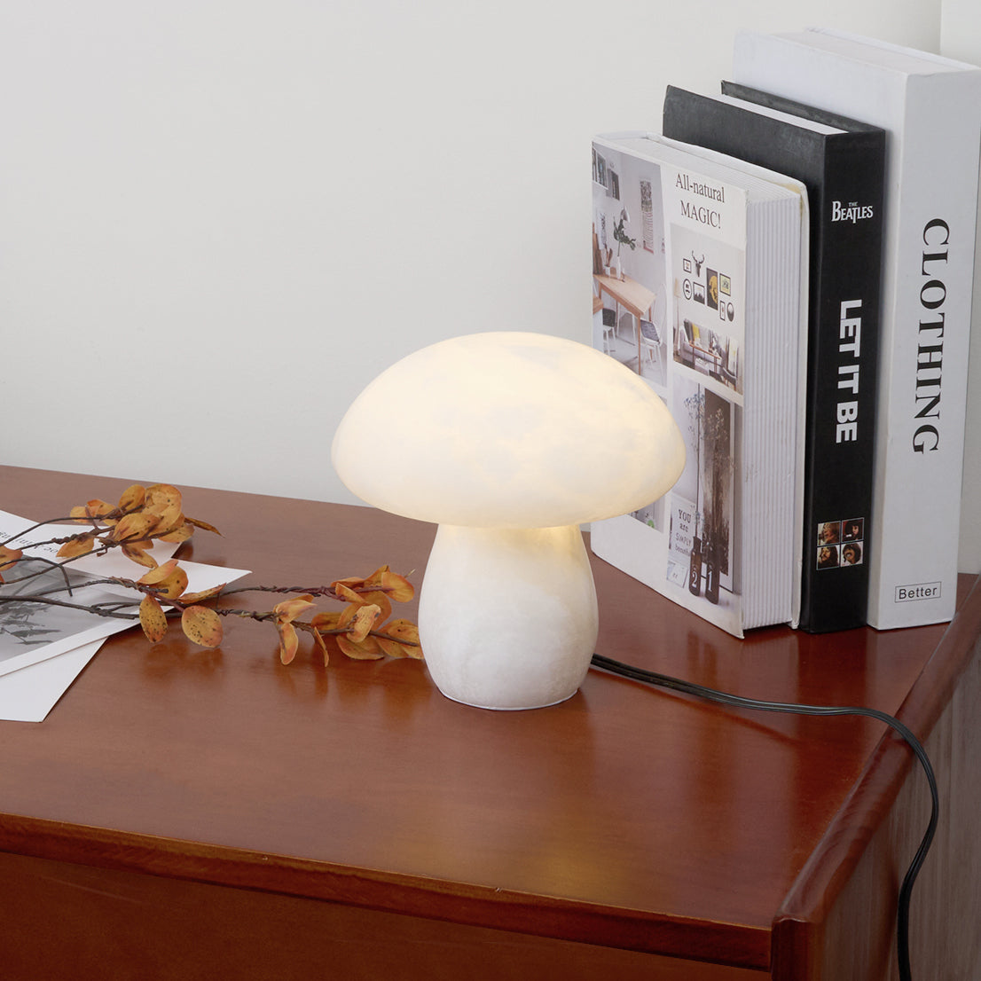 AuroraMoss Mushroom Alabaster Table Lamp With Warm Glow