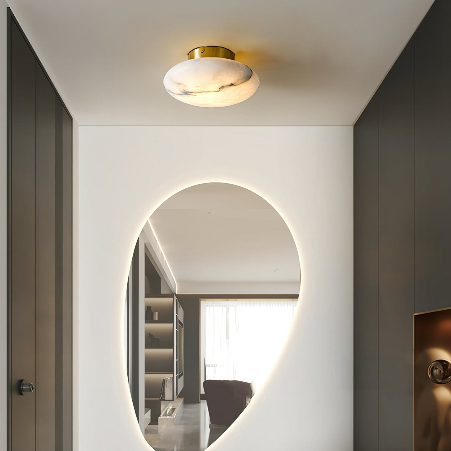 LioraGlow | Oval Alabaster Wall Sconce Soft Diffused Light