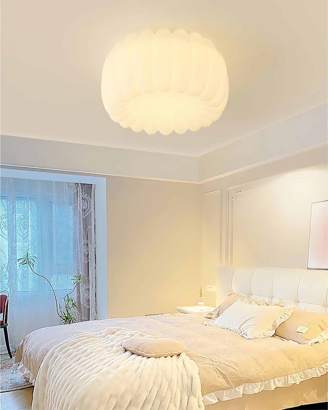 LumaVell Modern Ceiling Lamp With White Shade For Home Use