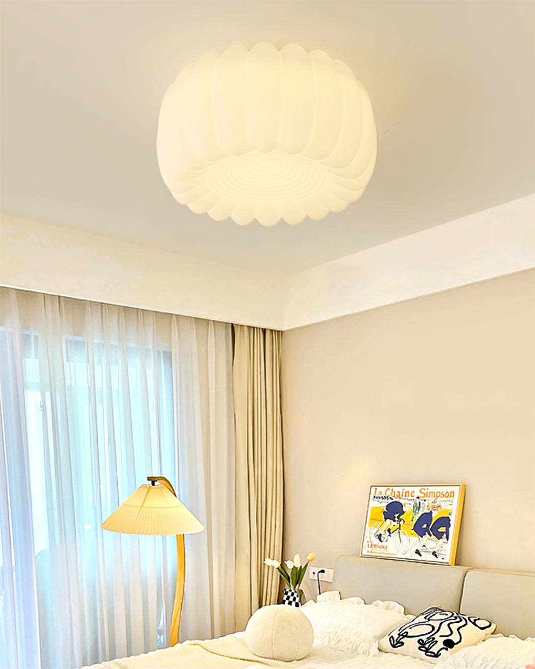 LumaVell Modern Ceiling Lamp With White Shade For Home Use