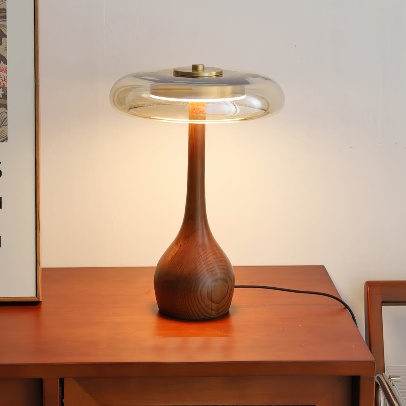 Averly | Wood & Brass LED Table Lamp For Ambient Lighting