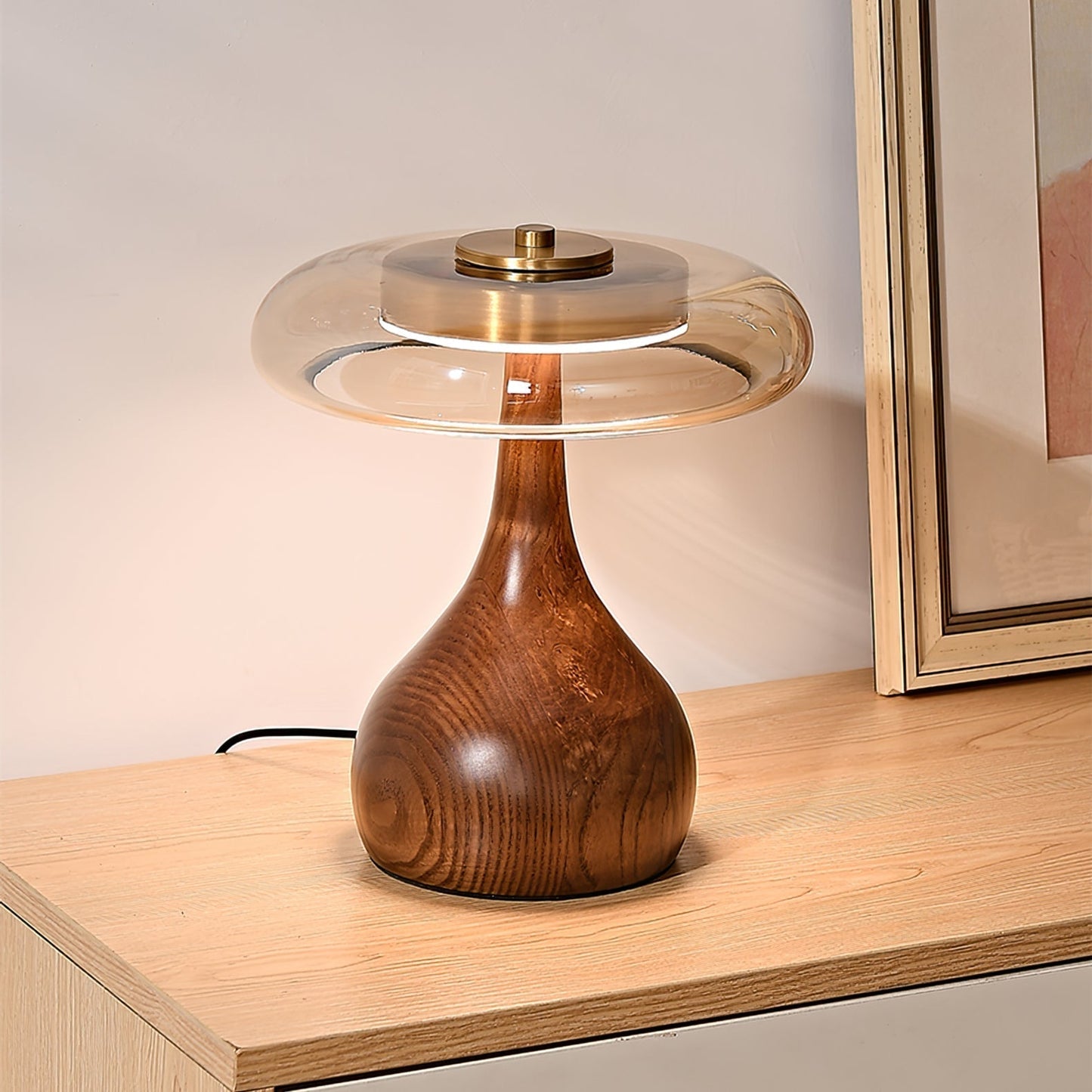 Averly | Wood & Brass LED Table Lamp For Ambient Lighting