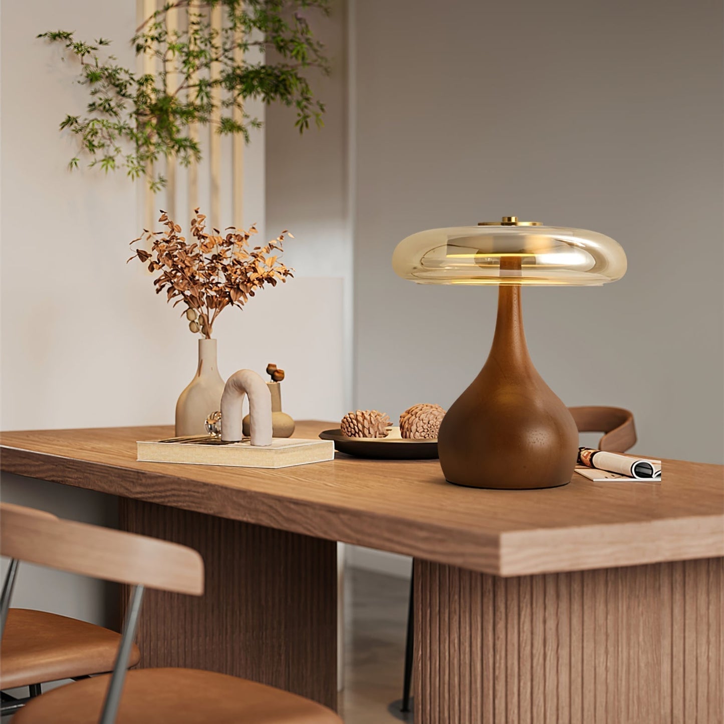 Averly | Wood & Brass LED Table Lamp For Ambient Lighting