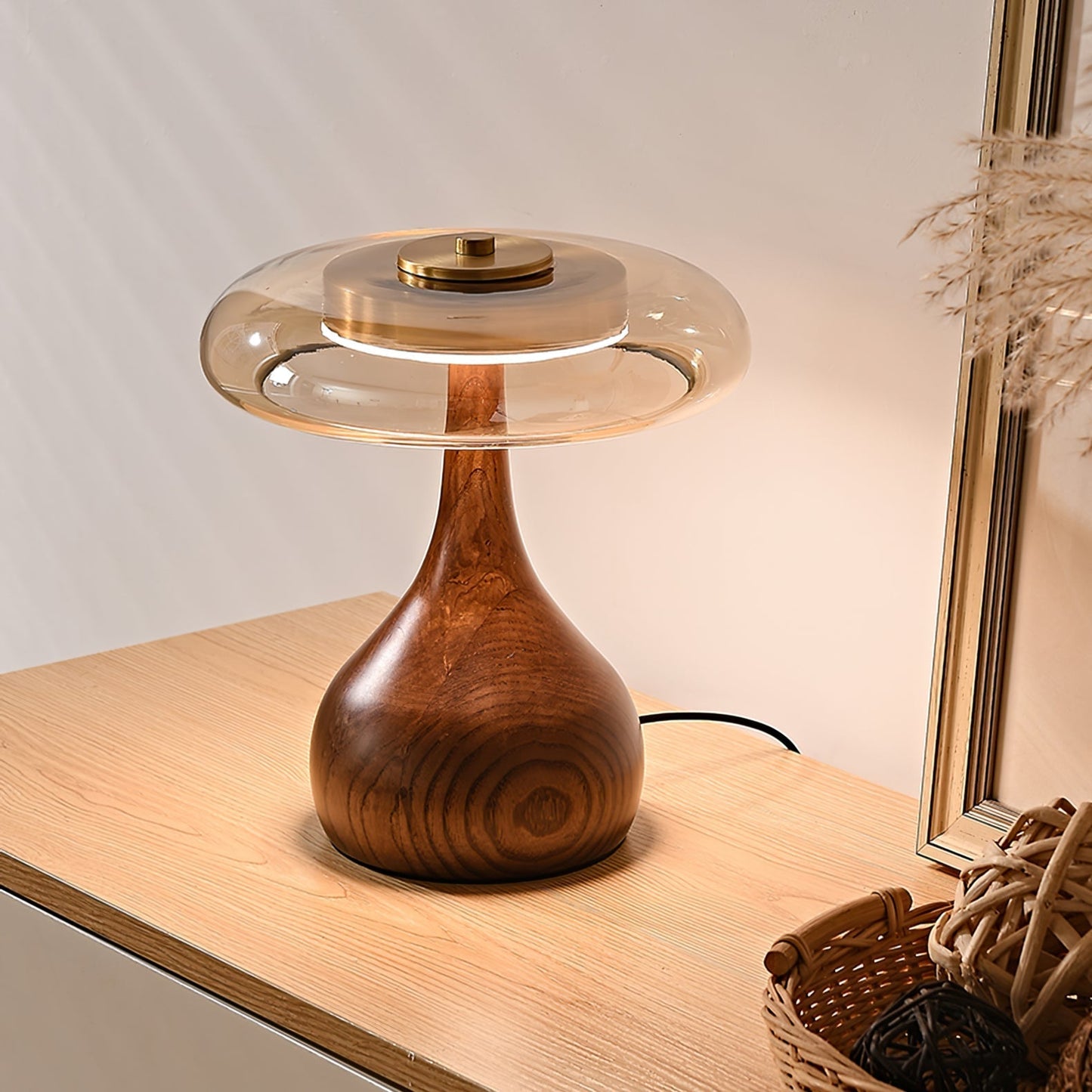 Averly | Wood & Brass LED Table Lamp For Ambient Lighting