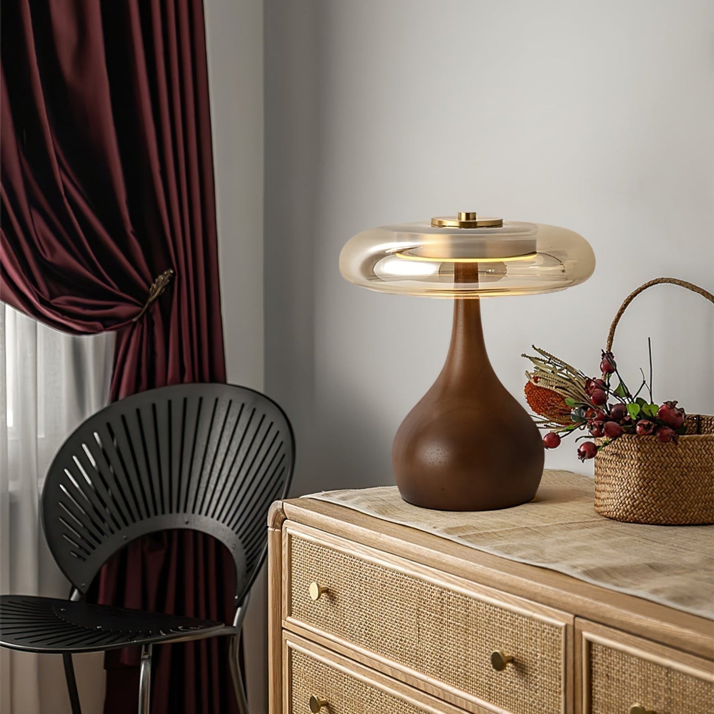 Averly | Wood & Brass LED Table Lamp For Ambient Lighting