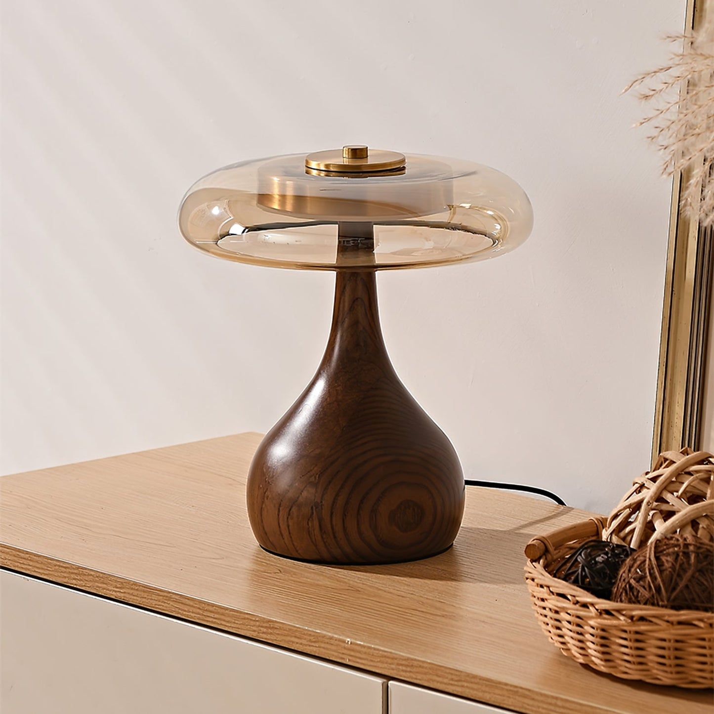 Averly | Wood & Brass LED Table Lamp For Ambient Lighting