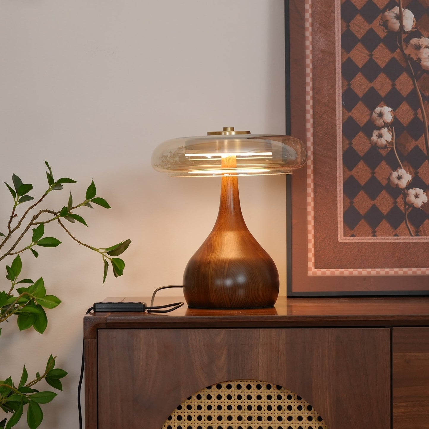 Averly | Wood & Brass LED Table Lamp For Ambient Lighting