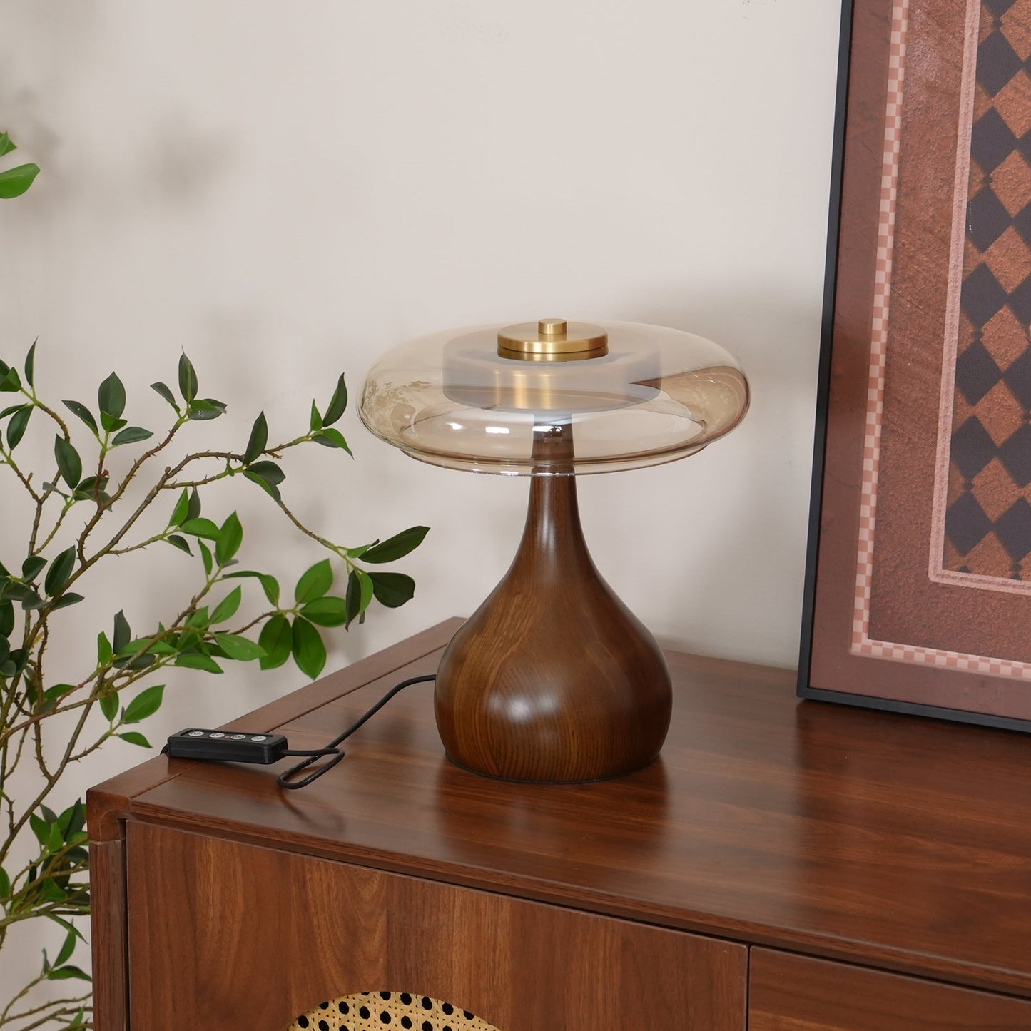 Averly | Wood & Brass LED Table Lamp For Ambient Lighting