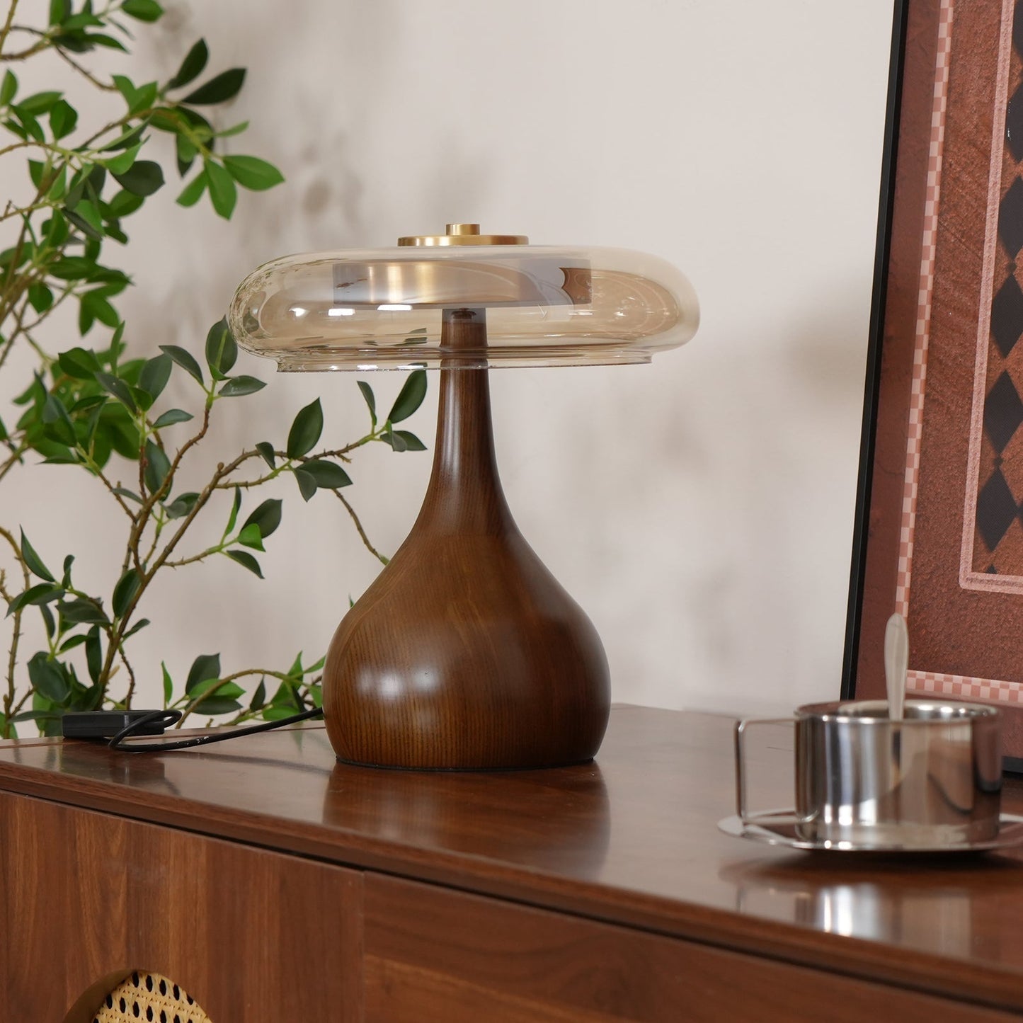 Averly | Wood & Brass LED Table Lamp For Ambient Lighting