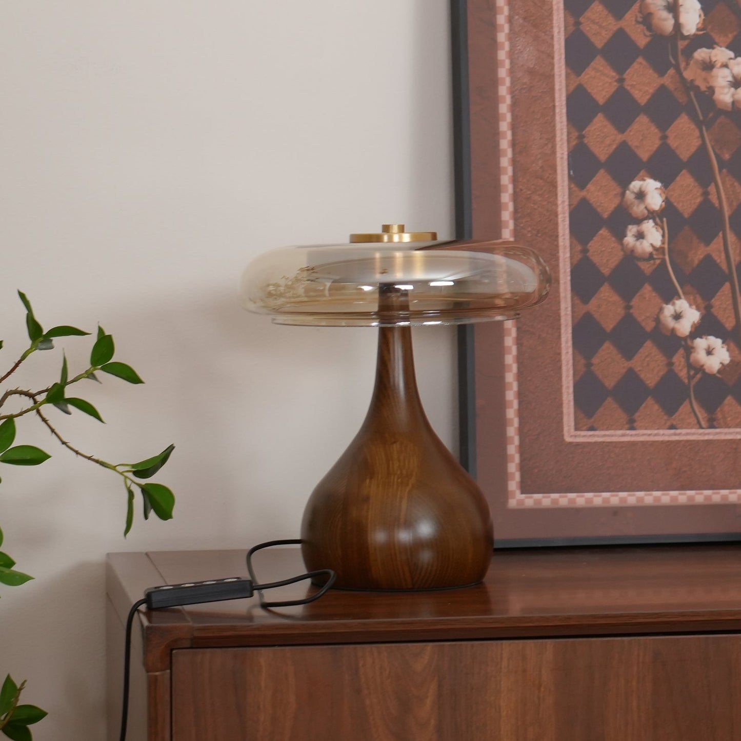 Averly | Wood & Brass LED Table Lamp For Ambient Lighting