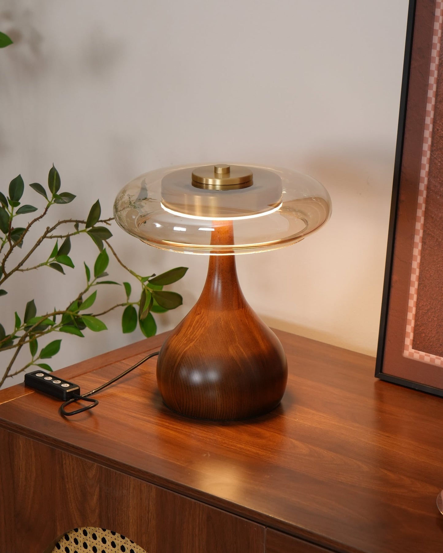 Averly | Wood & Brass LED Table Lamp For Ambient Lighting