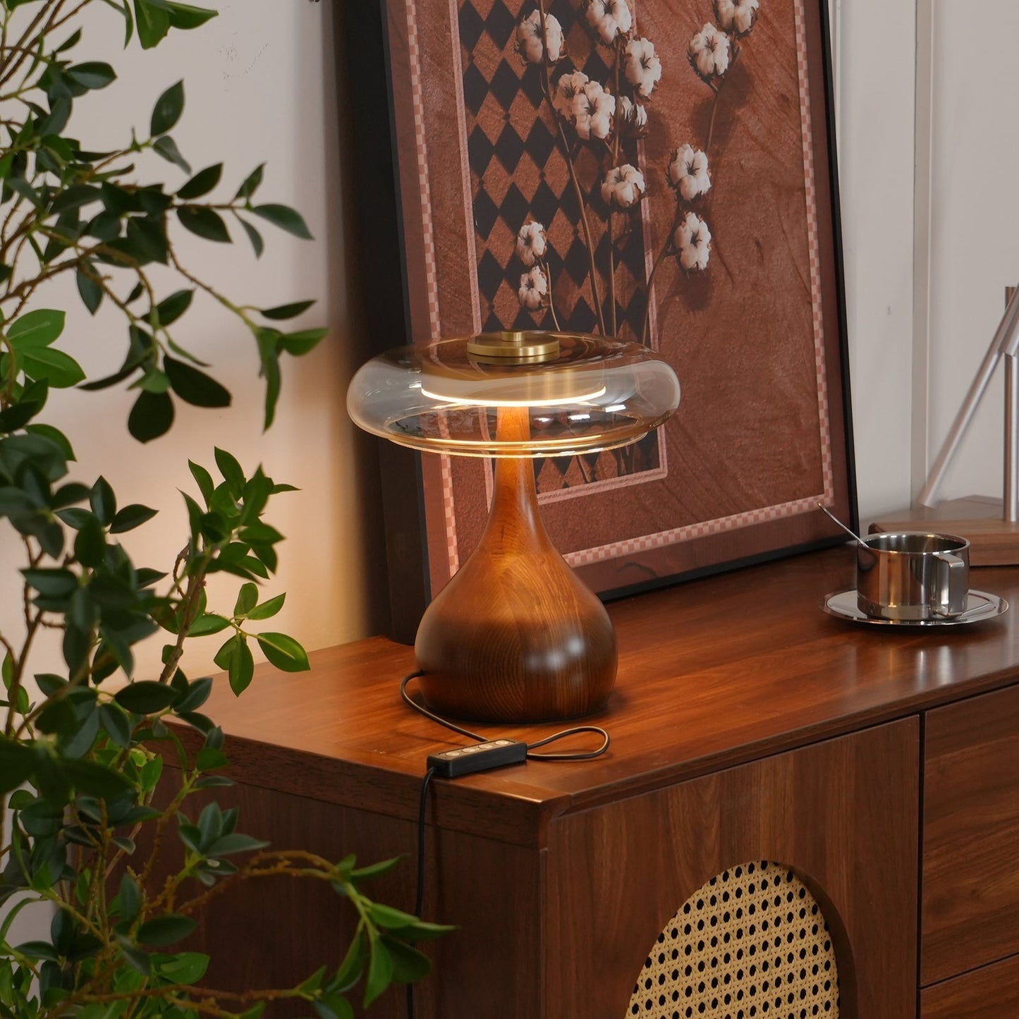 Averly | Wood & Brass LED Table Lamp For Ambient Lighting