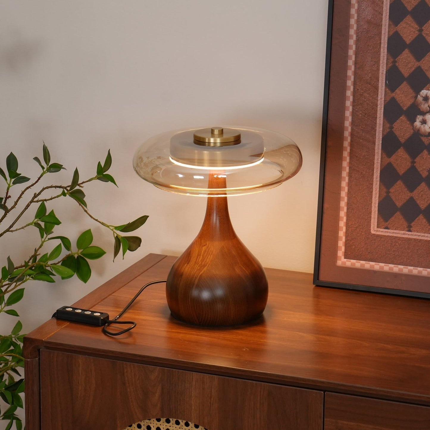Averly | Wood & Brass LED Table Lamp For Ambient Lighting