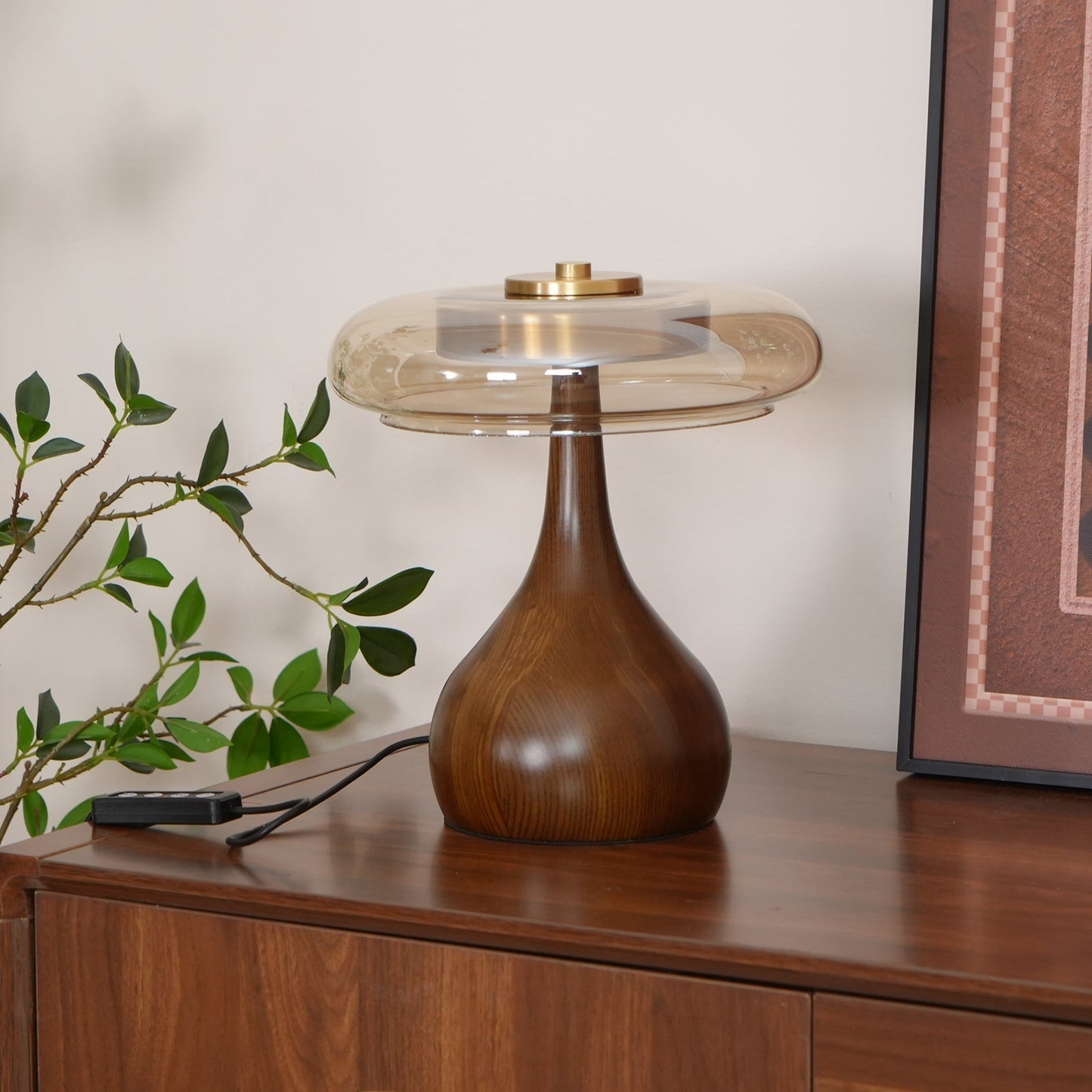 Averly | Wood & Brass LED Table Lamp For Ambient Lighting