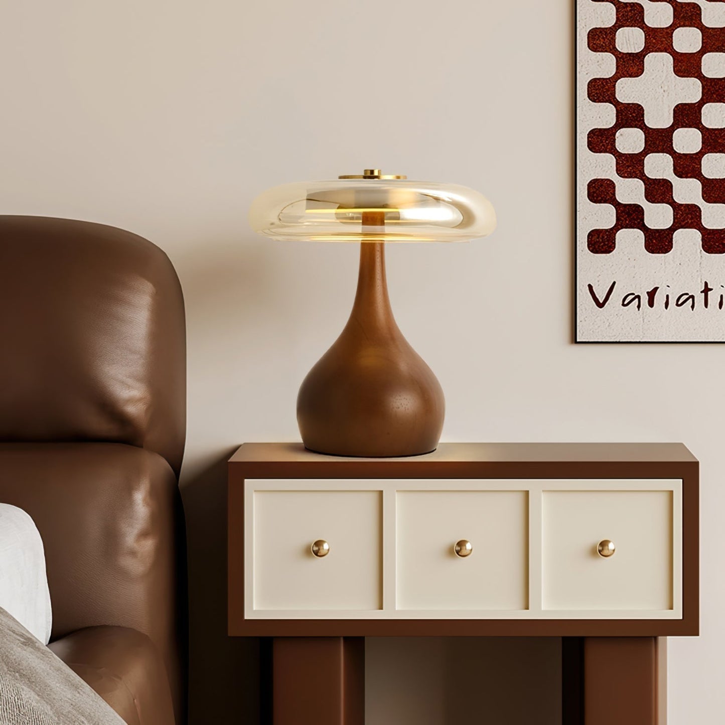 Averly | Wood & Brass LED Table Lamp For Ambient Lighting