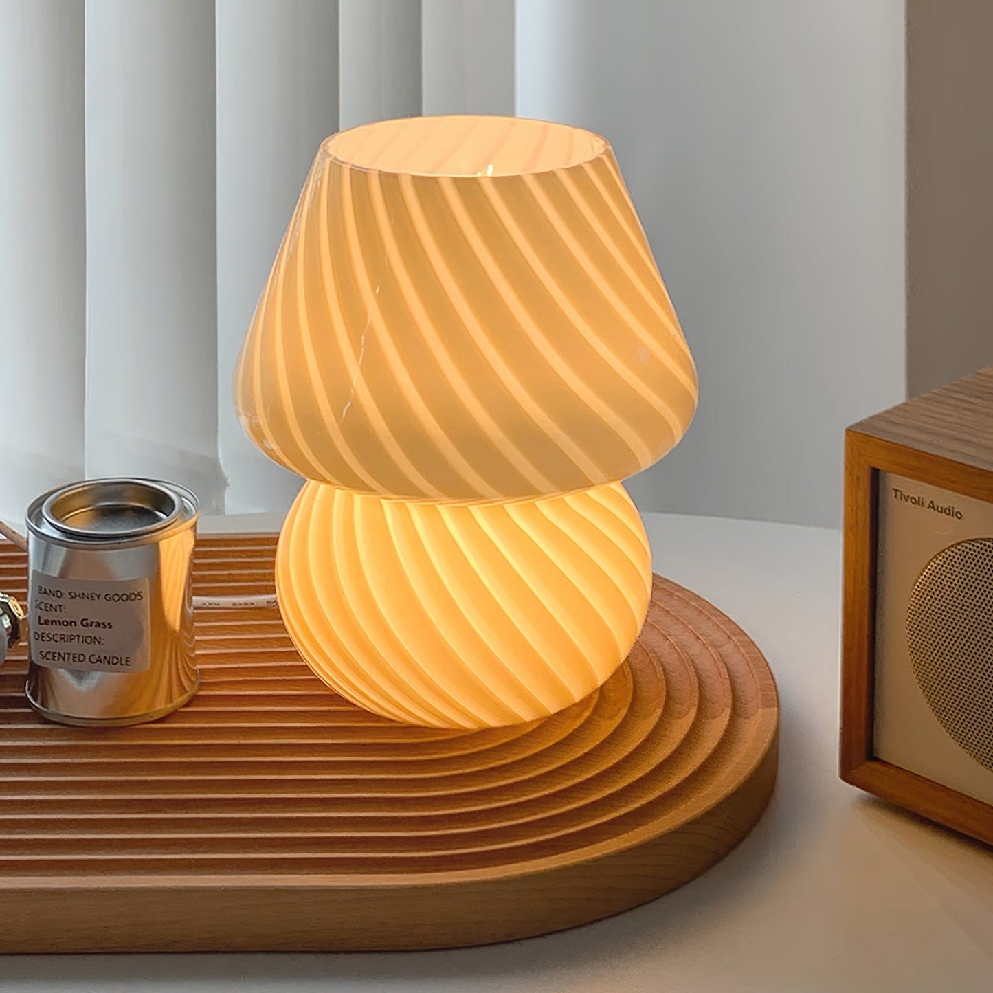 Caelora Crystal Table Lamp With Textured Glass Globe
