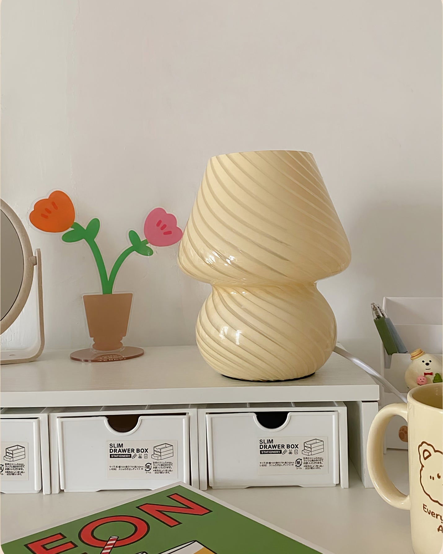 Caelora Crystal Table Lamp With Textured Glass Globe