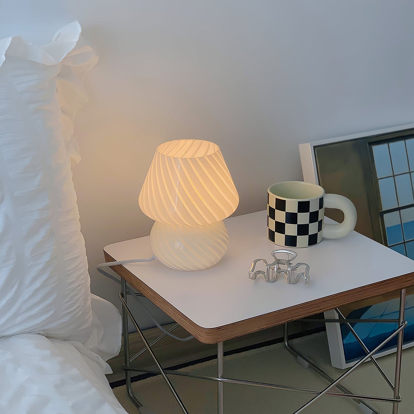 Caelora Crystal Table Lamp With Textured Glass Globe
