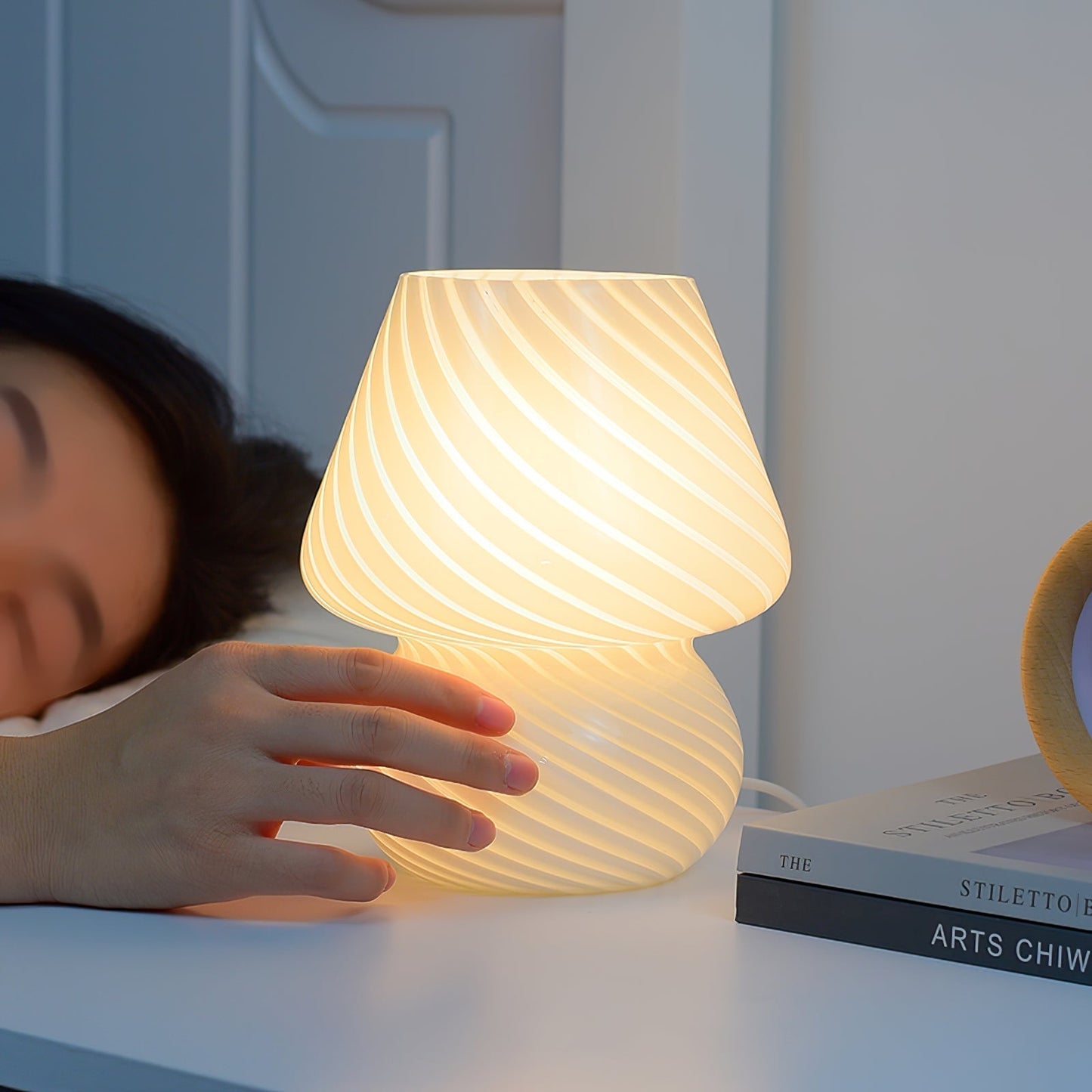 Caelora Crystal Table Lamp With Textured Glass Globe