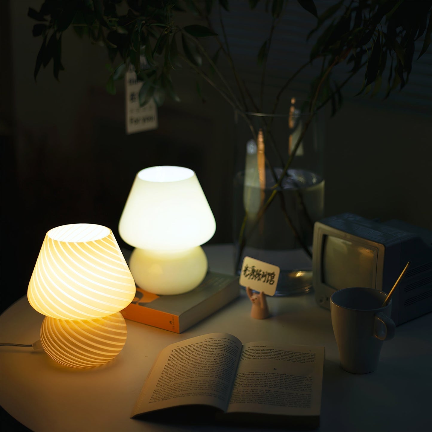 Caelora Crystal Table Lamp With Textured Glass Globe