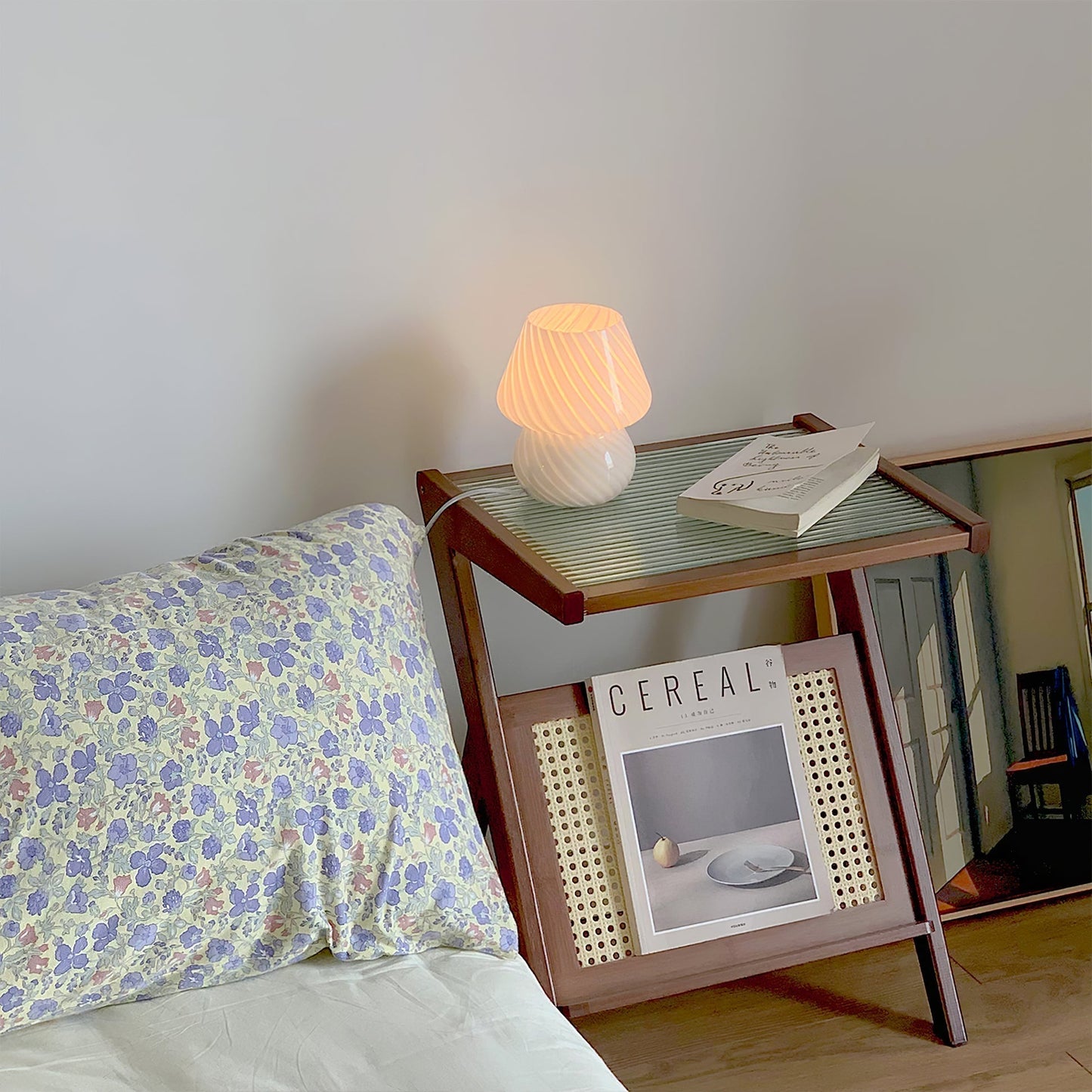 Caelora Crystal Table Lamp With Textured Glass Globe