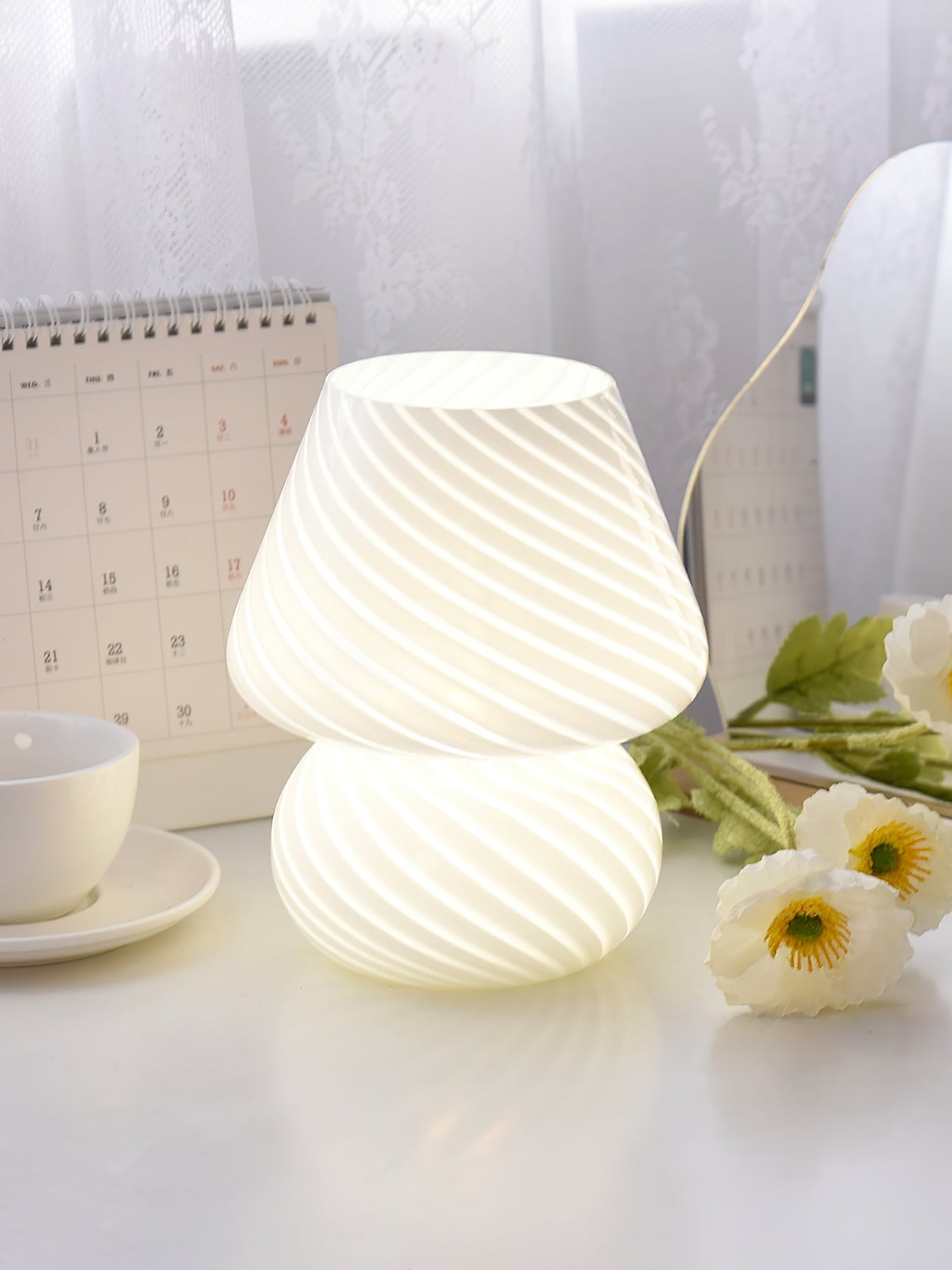 Caelora Crystal Table Lamp With Textured Glass Globe