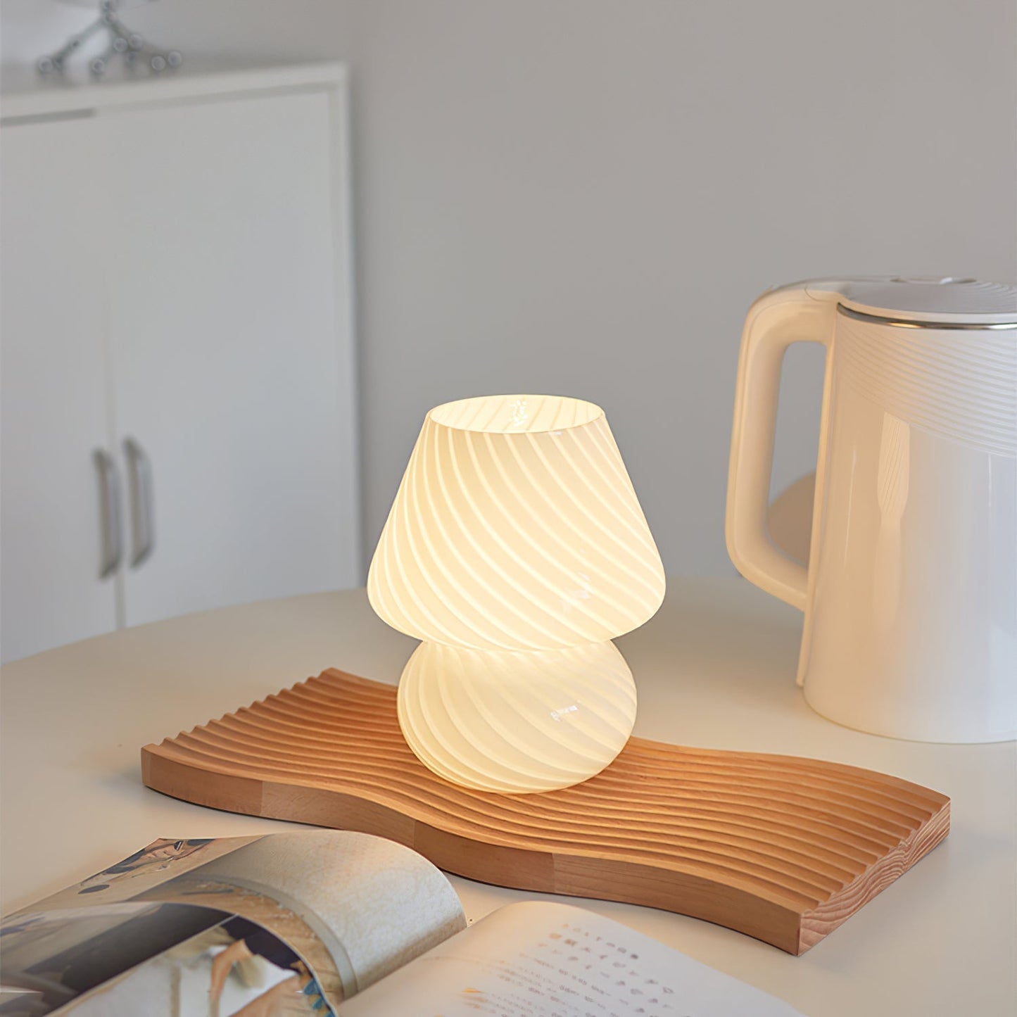 Caelora Crystal Table Lamp With Textured Glass Globe
