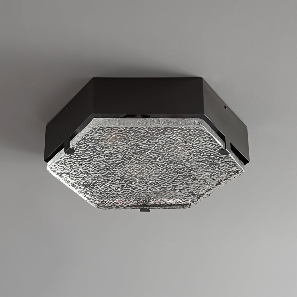 Valeron Hexagonal Glass Ceiling Light In Black And Copper