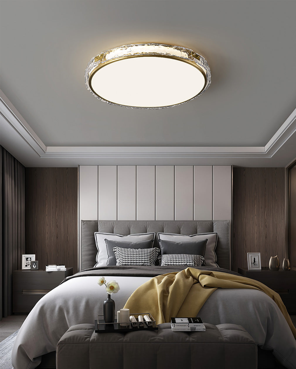 Veloria | Modern Glass Ceiling Light With Gold Finish