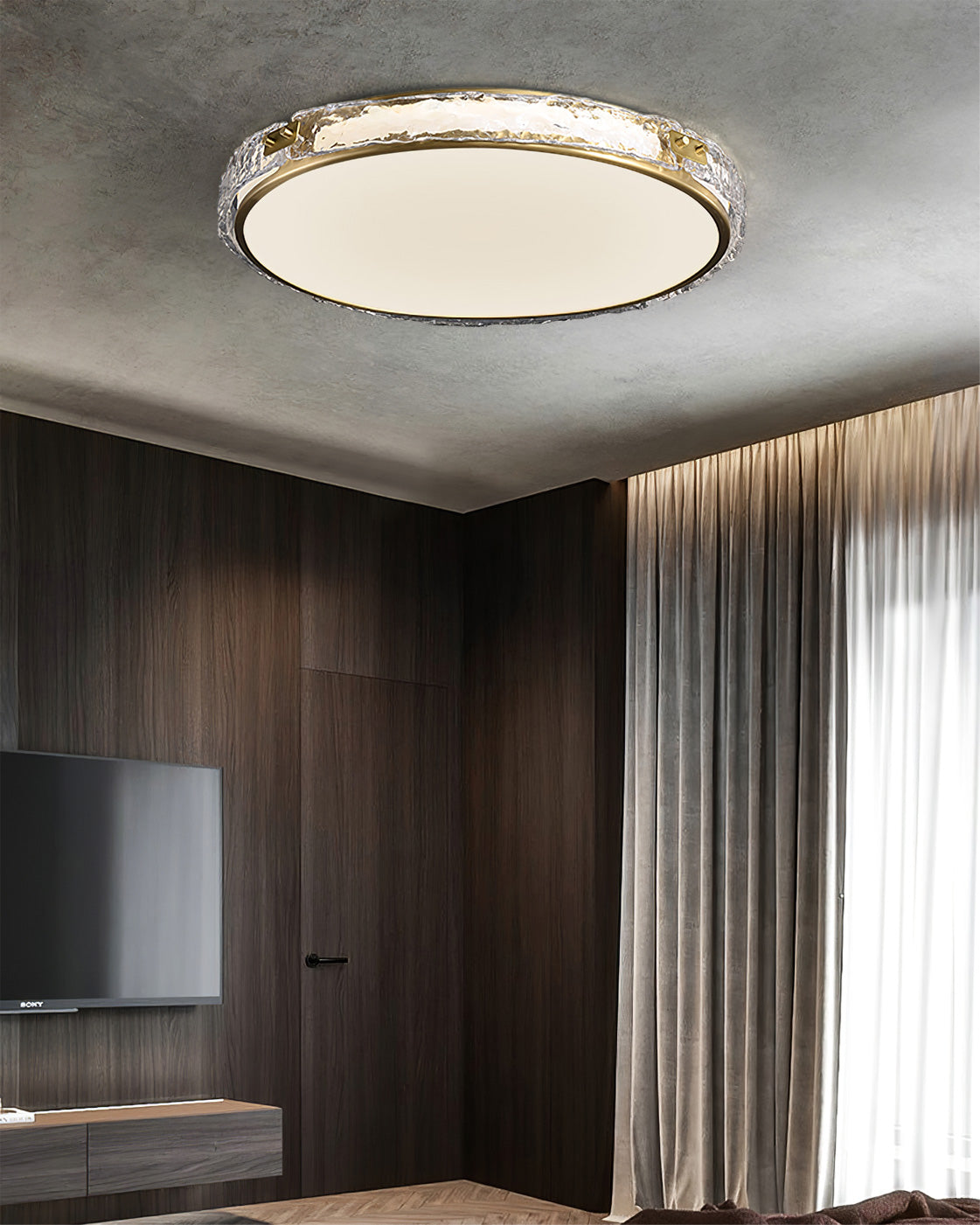 Veloria | Modern Glass Ceiling Light With Gold Finish