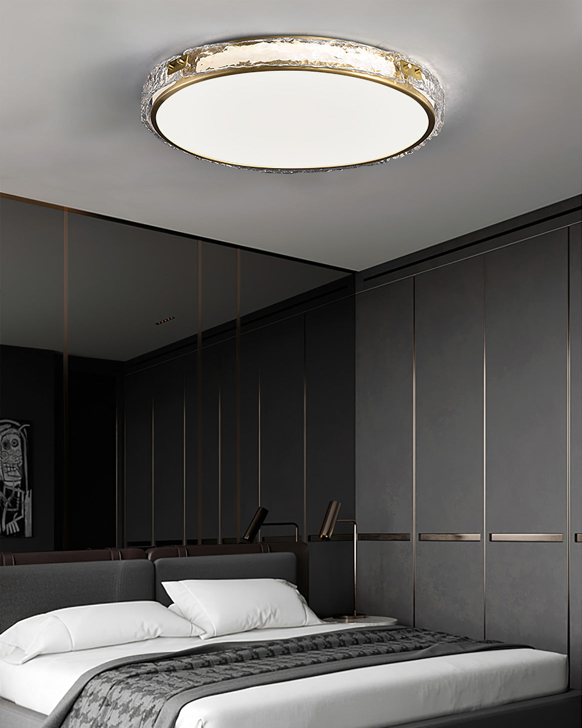 Veloria | Modern Glass Ceiling Light With Gold Finish