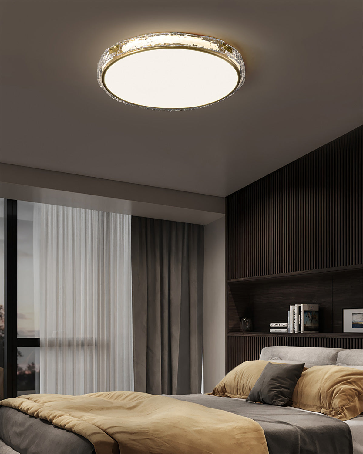 Veloria | Modern Glass Ceiling Light With Gold Finish
