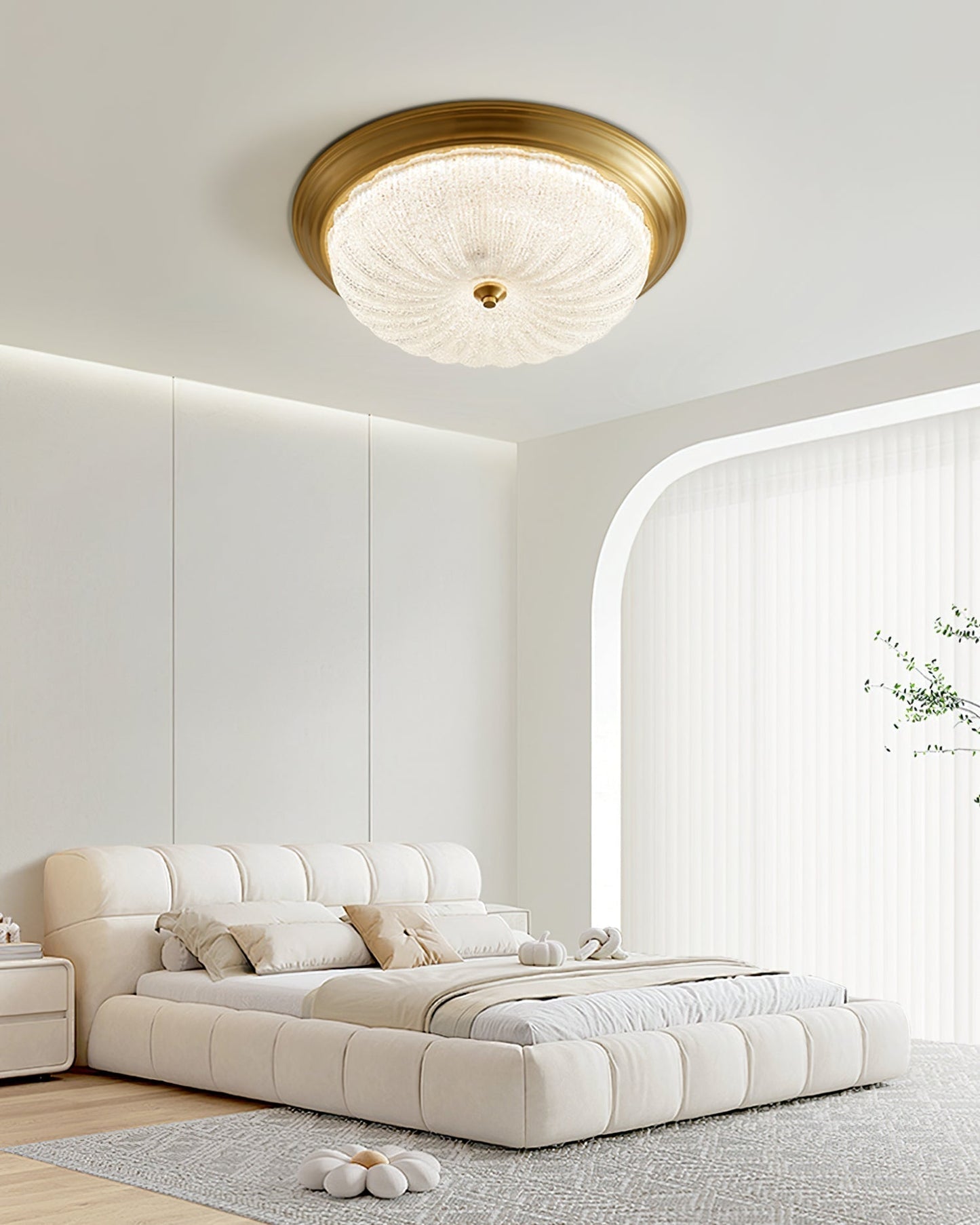 Lorian | Brass Finish Minimalist Ceiling Light, Warm Glow