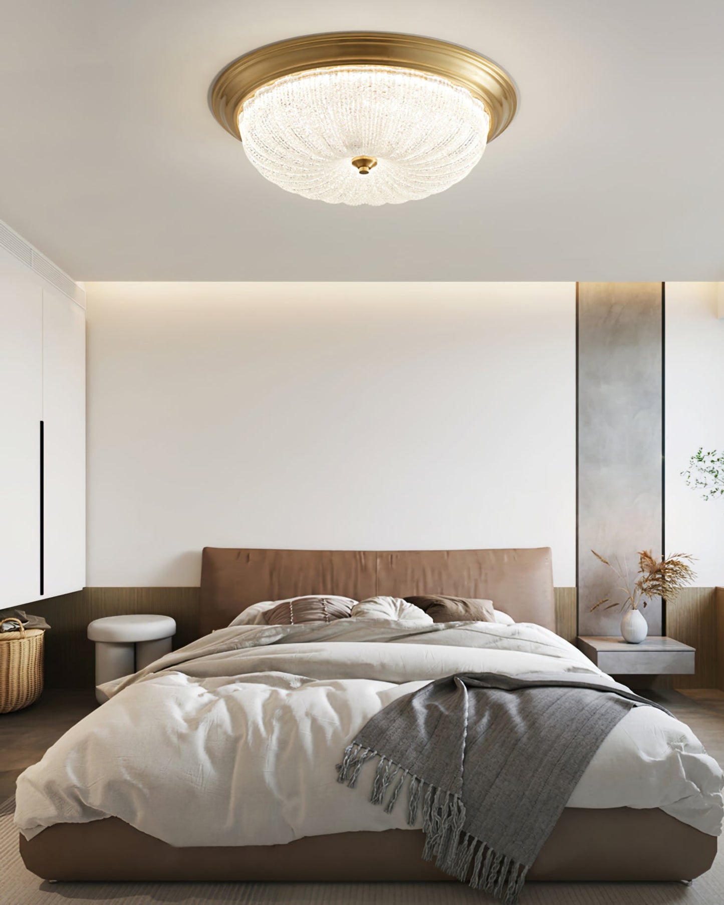 Lorian | Brass Finish Minimalist Ceiling Light, Warm Glow