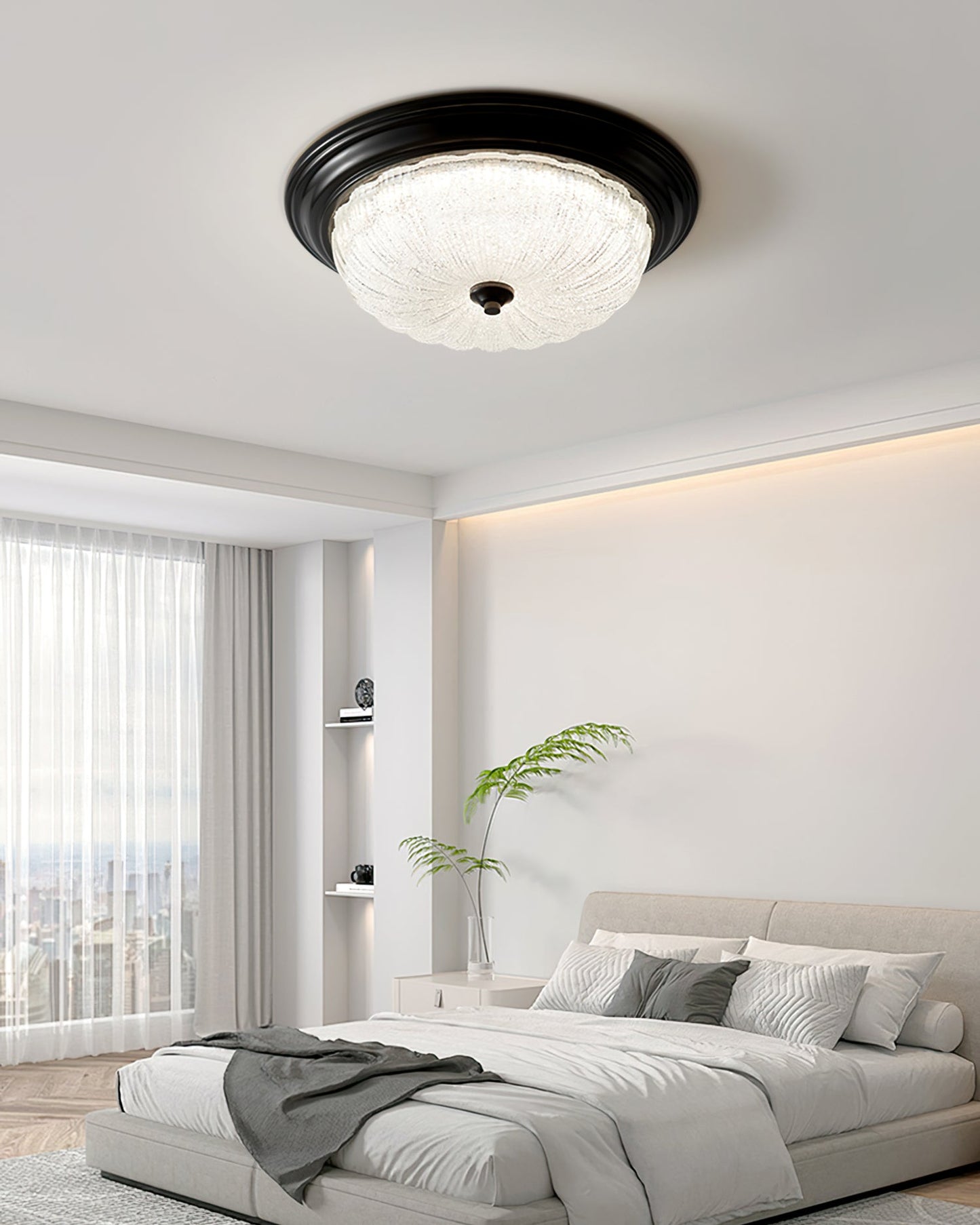 Lorian | Brass Finish Minimalist Ceiling Light, Warm Glow