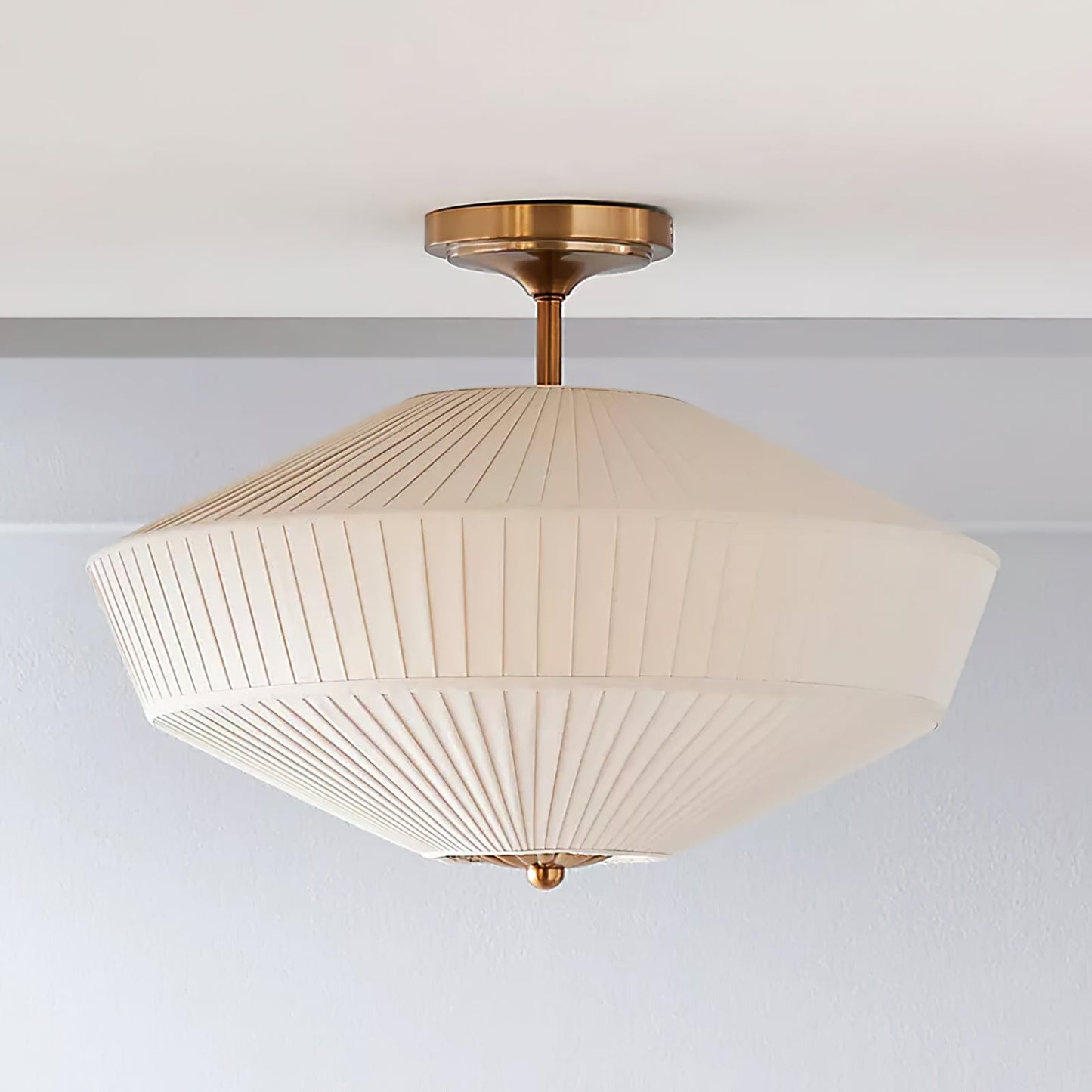 LumaVetta Sleek Ceiling Light With White Shade, Warm Metal