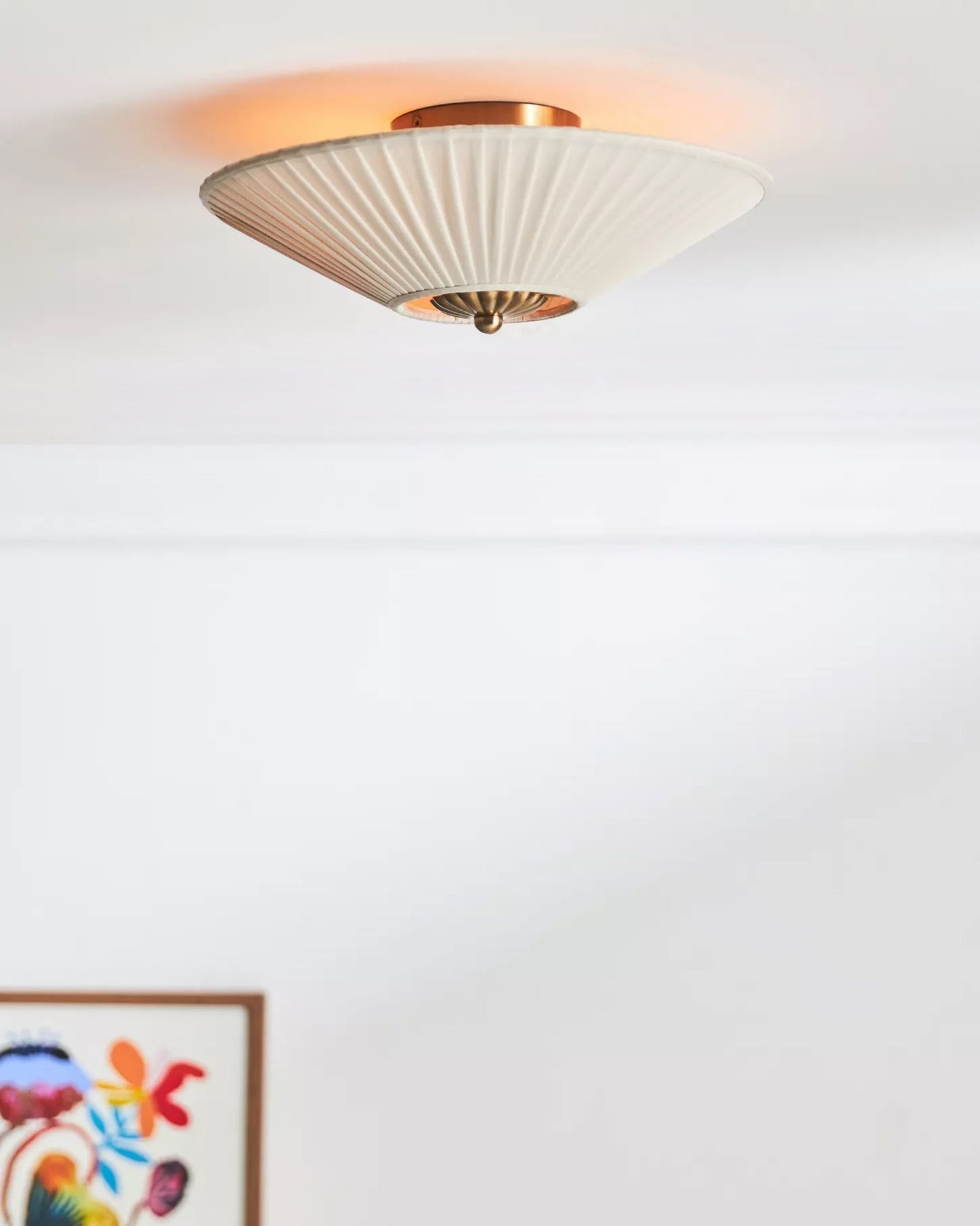 LumaVetta Sleek Ceiling Light With White Shade, Warm Metal