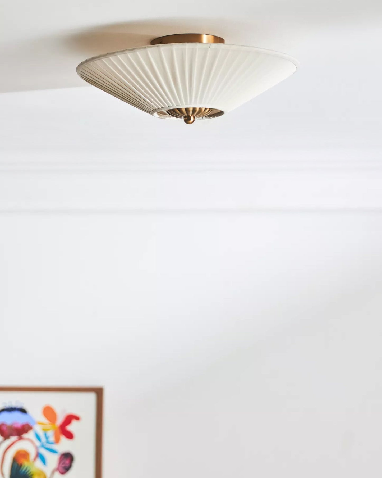 LumaVetta Sleek Ceiling Light With White Shade, Warm Metal