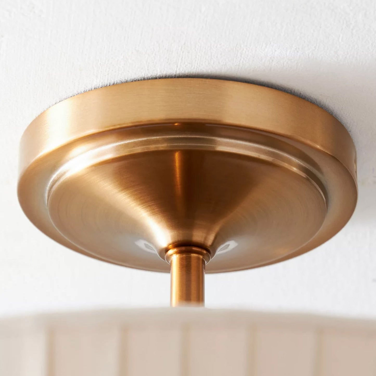LumaVetta Sleek Ceiling Light With White Shade, Warm Metal