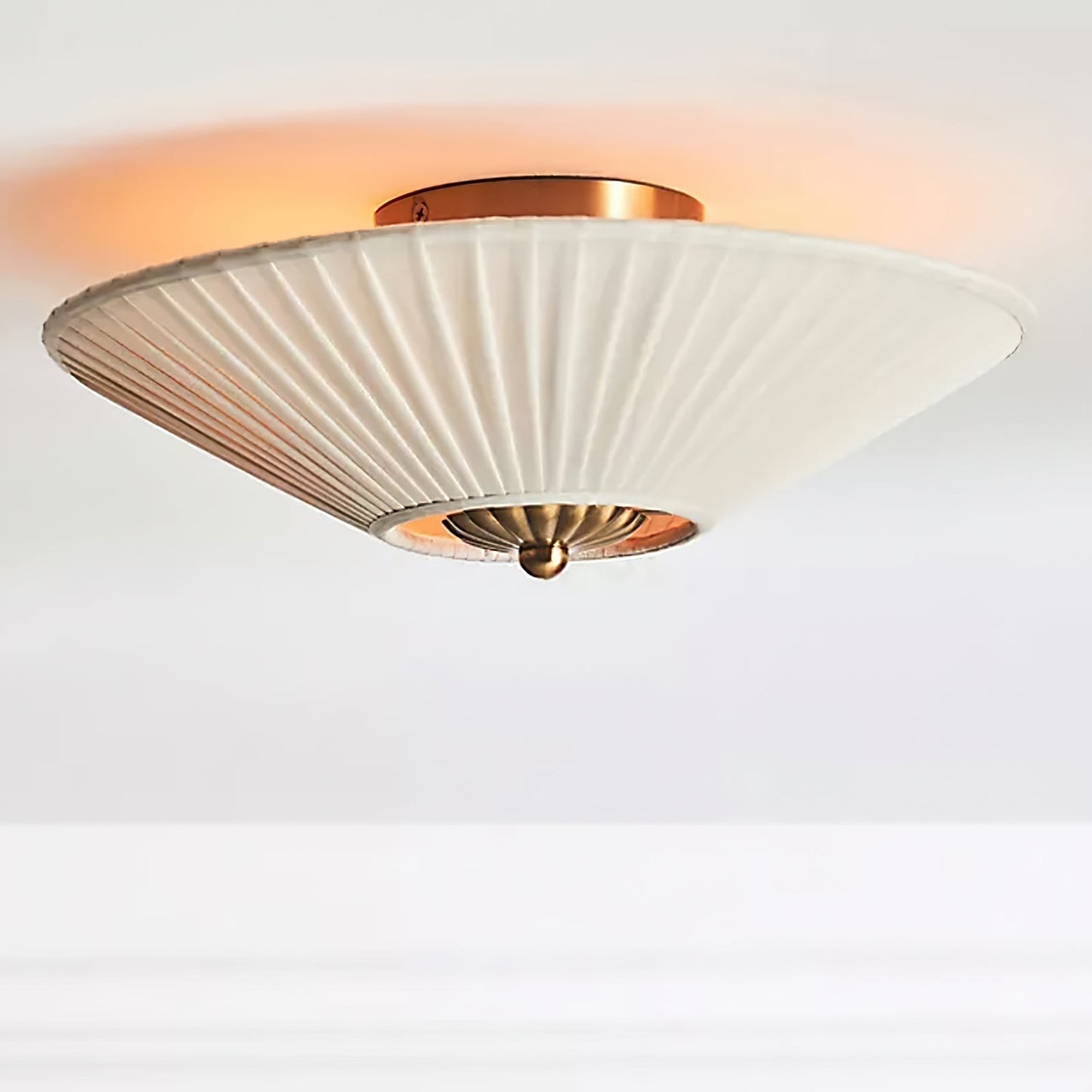 LumaVetta Sleek Ceiling Light With White Shade, Warm Metal