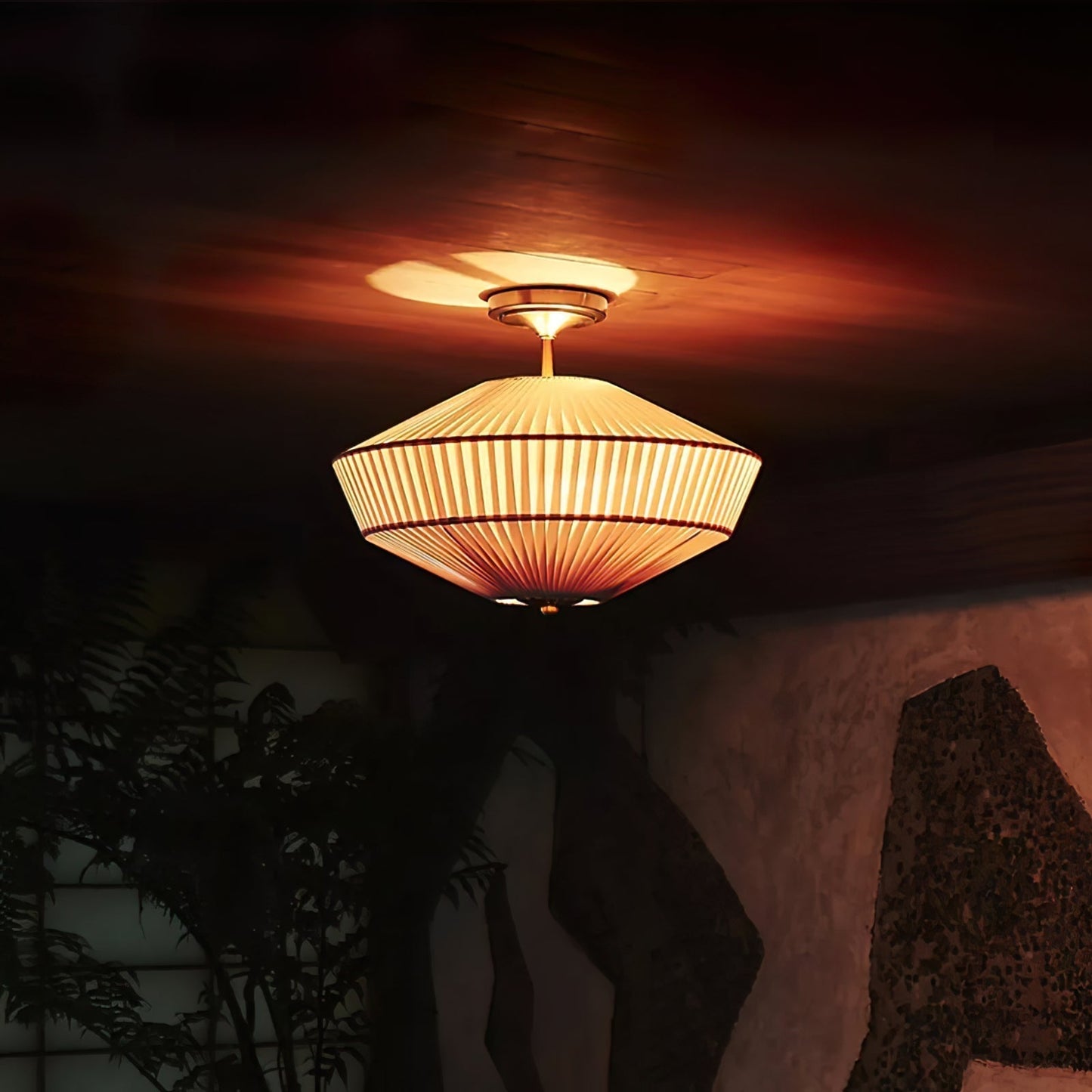 LumaVetta Sleek Ceiling Light With White Shade, Warm Metal